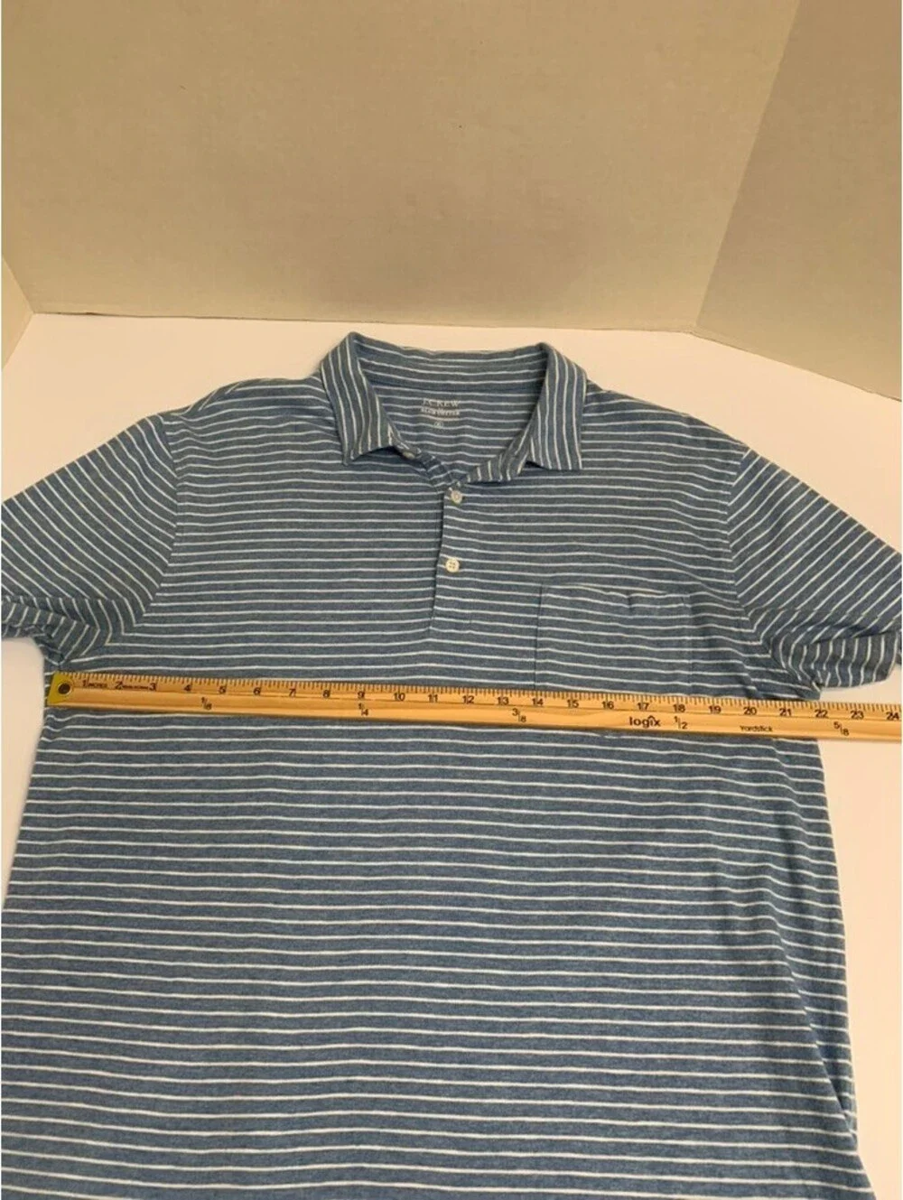 J Crew Blue Striped Slub Jersey Polo Shirt Size XL